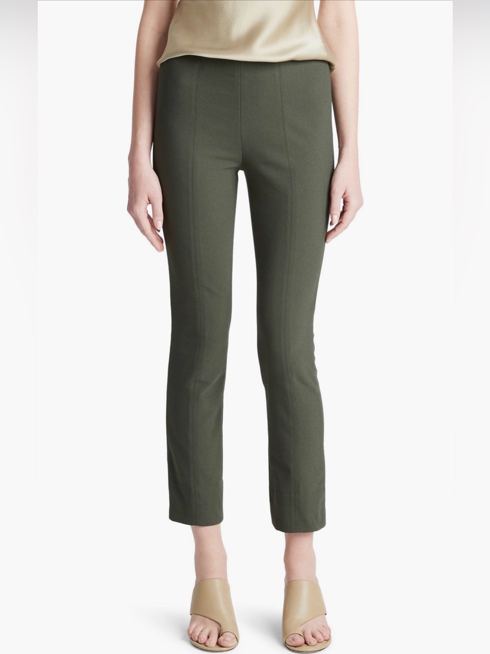 Vince Italian Cotton Blend Stitch Front Seam Legging Straight Leg Ankle Large